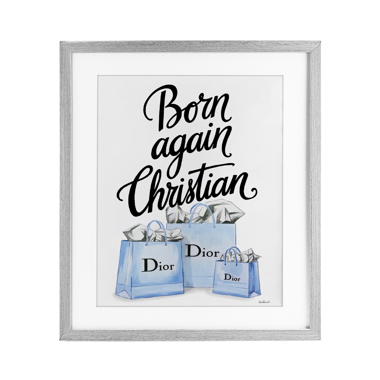 Stupell Industries Glam Bags Born Again Christian Framed Print Under Glass, design by Amanda Greenwood